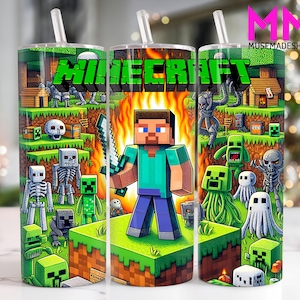 Game 20 oz Skinny Tumbler Png, Cartoon Characters 20oz Tumbler Png, Game Characters Straight and Taper Tumbler Wrap