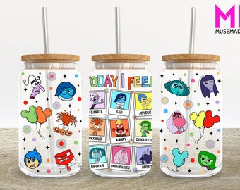 Cartoon Emotions 16oz Glass Can Wrap, Cartoon 16 oz Glass Can Png, 16 oz Libbey Glass Can Wrap, 16 oz Tumbler Wrap Png, Sublimation Design