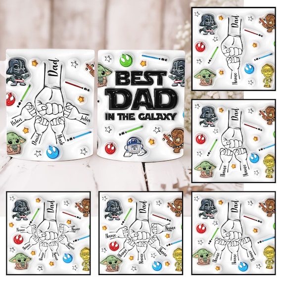 Best Dad In The Galaxy 3D Inflated Mug Wrap, Custom Dad Fist Bump 11oz Mug Template, Dad 11oz Mug Png, Fathers Day Coffee Mugs Png, Dad Mug