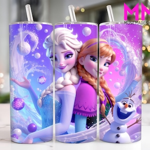 Cartoon Princess 20 oz Skinny Tumbler Png, Cartoon Characters 20oz Tumbler Png, Movies Characters Straight and Taper Tumbler Wrap