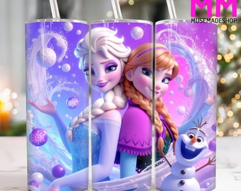 Cartoon Princess 20 oz Skinny Tumbler Png, Comicfiguren 20oz Tumbler Png, Filme Charaktere Straight und Taper Tumbler Wrap