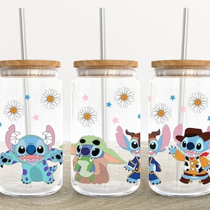 Cartoon Characters 16oz Glass Can Wrap, Cartoon 16 oz Glass Can Png, 16 oz Libbey Glass Can Wrap, 16 oz Tumbler Wrap Png, Sublimation Design