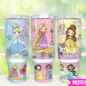 Cartoon Characters 40oz Tumbler Png, Princess Tumbler 40oz Png, Princess 40oz Tumbler Wrap, Cartoon 40oz Quencher Tumbler