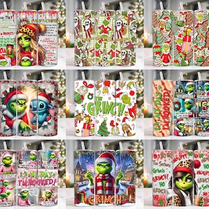 Pack 25 Christmas Character 20 oz Skinny Tumbler Png, Merry Christmas 20oz Tumbler Png, Christmas Straight and Taper Tumbler Wrap