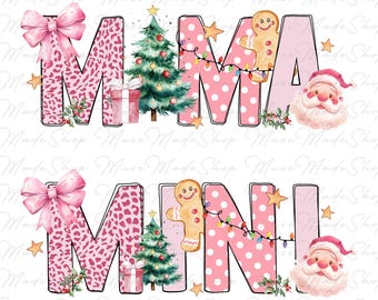 Christmas Mama Png, Christmas Mini Png, Mama and Mini Png, Merry Mama Png, Christmas Mom Png, Merry Christmas Png, Pink Christmas Png