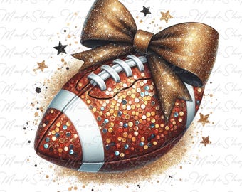 Coquette Football png, Football Bow png, Football mom png, Football png, Game Day Png, Football Season Png,Glitter Football Png, Sports png