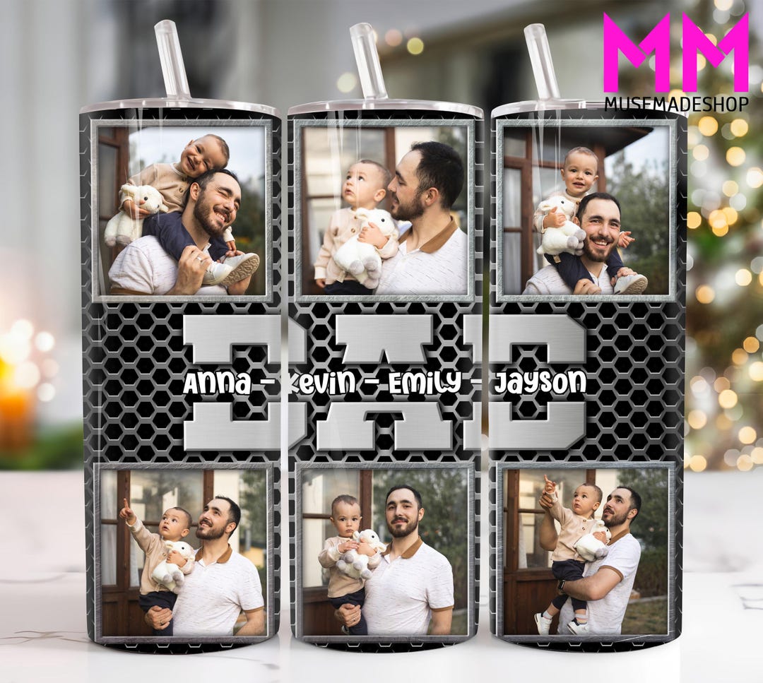 Custom Dad Photo 20 Oz Skinny Tumbler Png, Fathers Day 20oz Tumbler Png ...