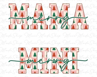Christmas Mama Png, Christmas Mini Png, Mama and Mini Png, Merry Mama Png, Christmas Mom Png, Merry Christmas Png, Pink Christmas Png