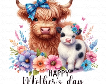 Highland Cow Mama Png, Mom and Kid Png, Mom Vibes Png, Happy Mother's Day Png, Mother Day Gift, Highland Cow Mom Png, Mom Life Png