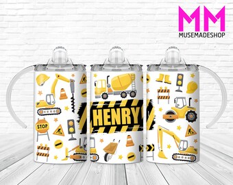Constructions Sippy Cup Png, Custom Name Sippy Cup Wrap, Constructions 12oz Sippy Cup Wrap, Kids Sippy Cup Wrap Png Sublimation Designs