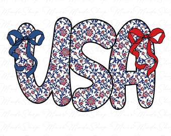 Floral Coquette USA Png, Kokette Amerikanische Flagge Png, Amerika Png, 4. Juli Bogen Png, Amerikanische Schleife Png, 4. Juli Png, Amerika Coquette