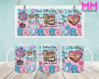 Valentines 3D Inflated Mug Wrap, Valentines Day 11oz & 15oz Mug Template, 11oz Mug Png, 15oz Mug Png, Coffee Mugs Png, Mug Press Sublimation