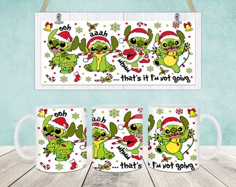 Christmas Cartoon Mug Wrap, Christmas 11oz & 15oz Mug Template, 11oz Mug Png, 15oz Mug Png, Coffee Mugs Png, Mug Press Sublimation Wrap
