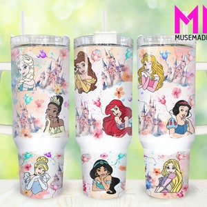 Cartoon Characters 40oz Tumbler Png, Princess Tumbler 40oz Png, Princess 40oz Tumbler Wrap, Cartoon 40oz Quencher Tumbler