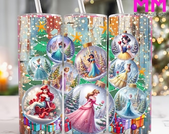 Cartoon Princess 20 oz Skinny Tumbler Png, Comicfiguren 20oz Tumbler Png, Filme Charaktere Straight und Taper Tumbler Wrap