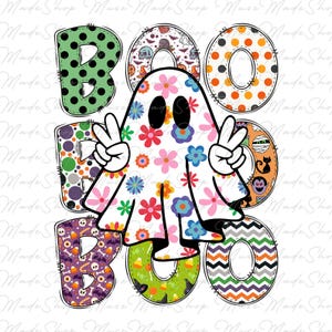 Boo Halloween Png, Ghost Floral Halloween png, Girly Halloween png, Spooky Season Png, Zucca autunnale, Vibrazioni di Halloween, Sublimazione di Halloween