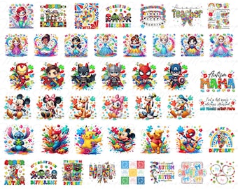 Bundle 40 Designs Autism Png, Autism Mama Png, Autism Awareness Png, Autism Ribbon Png, Autism Month Png, Autism Puzzle Png, Autism Kid Png