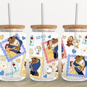 Cartoon Valentine 16oz Glass Can Wrap, Valentine 16 oz Glass Can Png, 16 oz Libbey Glass Can Wrap, 16 oz Tumbler Wrap Png,Sublimation Design