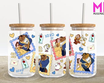 Cartoon Valentine 16 oz glasblik wrap, Valentine 16 oz glas blik png, 16 oz Libbey glas blik wrap, 16 oz beker wrap png,sublimatie ontwerp