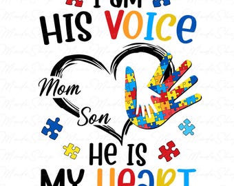 Autism Mom and Son Png, Autism Mama, Autism Mom Png, Autism Awareness Png, Autism Ribbon Png, Autism Month Png, Autism Puzzle Png