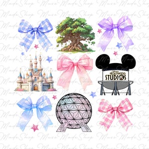Coquette Bows Family Trip 2024 Png, Cartoon Coquette Bow Png, Magical Kingdom, Family Vacation Png, Magical Castle Png, Pink Bow Png