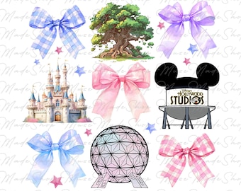 Coquette Bows Family Trip 2024 Png, Cartoon Coquette Bow Png, Magical Kingdom, Family Vacation Png, Magical Castle Png, Pink Bow Png