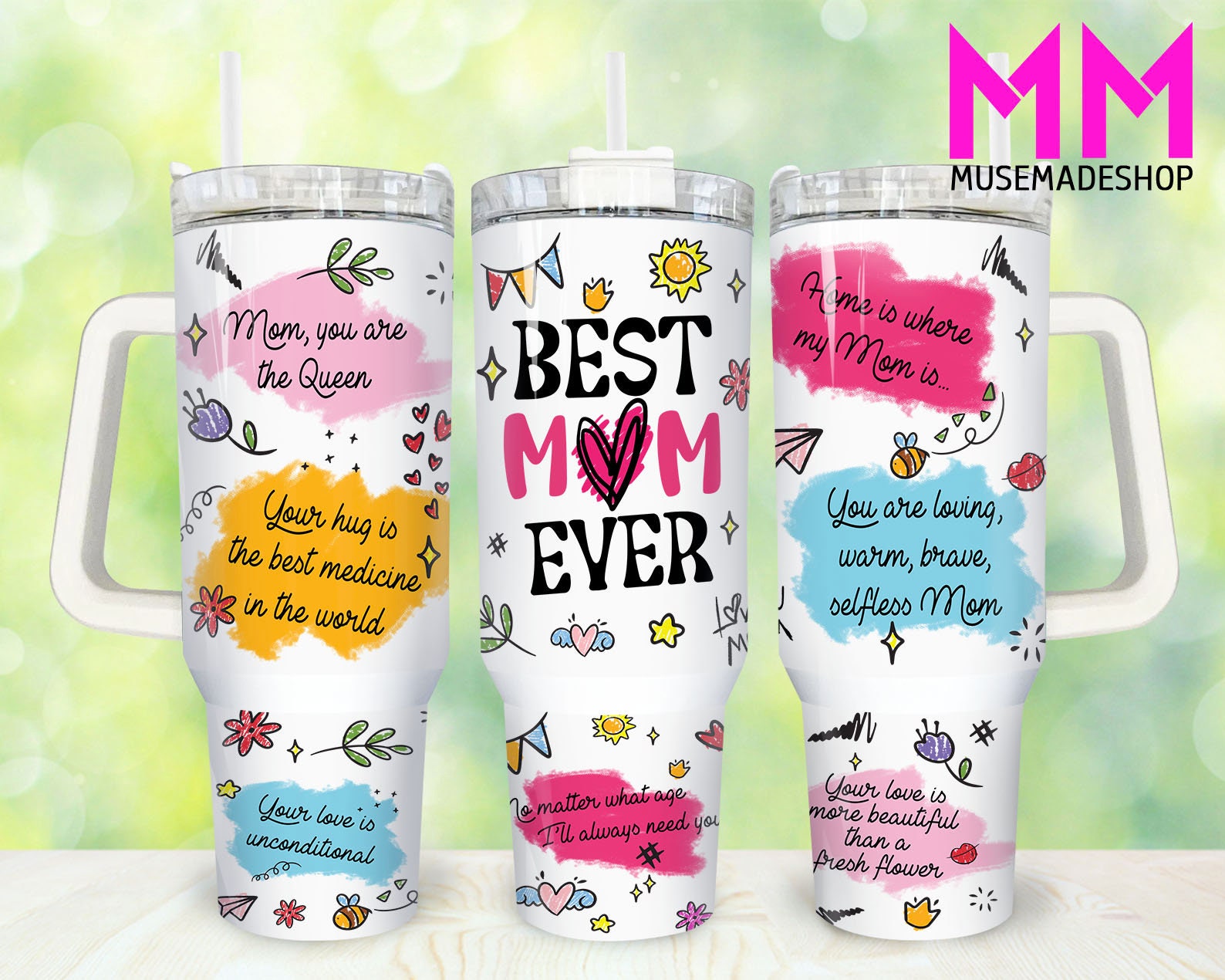 Best Mom Ever 40oz Tumbler Png, Mom Tumbler 40oz Png, Floral Mom 40oz ...