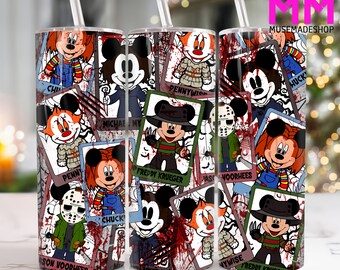 Halloween Mouse Ghost 20 oz Skinny Tumbler Png, Halloween Cartoon 20oz Tumbler Png, Horror Halloween Straight and Taper Tumbler Wrap