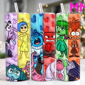 Zeichentrickfiguren 3D aufgeblasene 20 Unzen Skinny Tumbler Png, Cartoon Emotionen 20 Unzen Tumbler Png, Cartoon 20 Unzen Tumbler Wrap, Mentale Gesundheit Tumbler