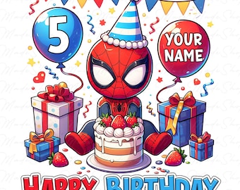 Custom Superhero Birthday Boy Png, Birthday Boy Spider Png, Custom Birthday Png, Spider Birthday Png, Boy Png, Custom Name Png, Birthday Png