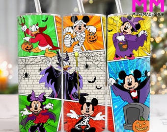 Halloween Mouse Ghost 20 oz Skinny Tumbler Png, Halloween Cartoon 20oz Tumbler Png, Horror Halloween Straight and Taper Tumbler Wrap