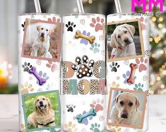 Vaso delgado de 20 oz con foto personalizada para mamá perruna (PNG), vaso de 20 oz para amantes de los perros (PNG), vaso recto y cónico para perro, vaso para mamá perruna