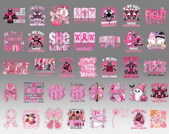 Paquete de 40 diseños de cáncer de mama (Png), lucha contra el cáncer de mama (Png), fútbol rosa (Png), fútbol americano con cáncer de mama (Png), concientización sobre el cáncer de mama