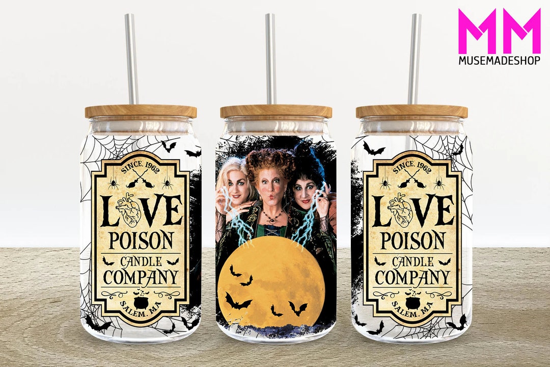 Horror Characters 16oz Glass Can Wrap, Halloween 16 Oz Glass Can Png ...