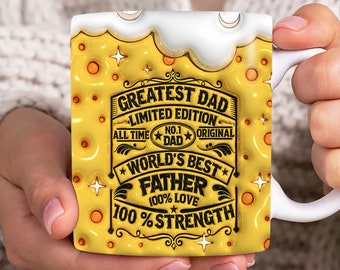 Greatest Dad 3D Inflated Mug Wrap, World's Best Dad 3D Puff 11oz Mug Template, Dad Beer 11oz Mug Png, Fathers Day Coffee Mugs Png, Dad Mug