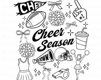 Cheer Season Png, Cheer Coquette Bow Png, Cheer mom png, Cheerleader png, Game Day Png, Cheer Football Png, Sports png, Hand Draw Png