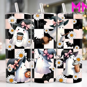 Retro Halloween Ghost 20 onças Skinny Tumbler Png, Halloween Ghost 20 onças Tumbler Png, Horror Halloween Straight e Taper Tumbler Wrap