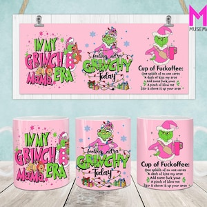 Pink Christmas Mug Wrap, Christmas 11oz & 15oz Mug Template, 11oz Mug Png, 15oz Mug Png, Coffee Mugs Png, Mug Press Sublimation Wrap