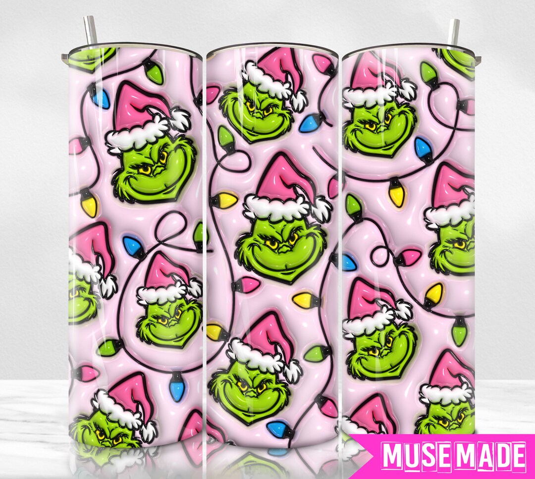 3D Inflated Pink Christmas 20 Oz Skinny Tumbler Png, Merry Christmas ...