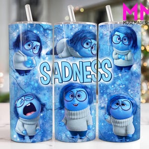 Cartoon Characters 20 oz Skinny Tumbler Png, Cartoon Emotions 20oz Tumbler Png, Movies Characters 20oz Tumbler Wrap, Mental Health Tumbler