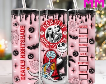 Personaje de terror 3D inflado 20 oz Vaso delgado Png, 3D Halloween 20 oz Vaso Png, Horror Halloween Recto y cónico Envoltura de vaso