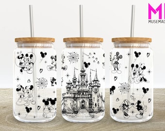 Cartoon Characters 16oz Glass Can Wrap, Cartoon 16 oz Glass Can Png, 16 oz Libbey Glass Can Wrap, 16 oz Tumbler Wrap Png, Sublimation Design
