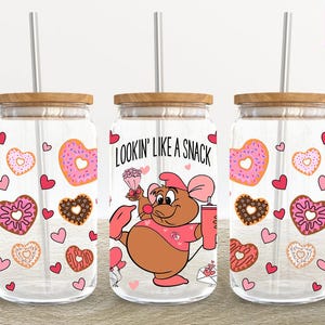 Cartoon Valentine 16oz Glass Can Wrap, Valentine 16 oz Glass Can Png, 16 oz Libbey Glass Can Wrap, 16 oz Tumbler Wrap Png,Sublimation Design