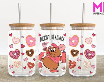 Cartoon Valentine 16 oz glasblik wrap, Valentine 16 oz glas blik png, 16 oz Libbey glas blik wrap, 16 oz beker wrap png,sublimatie ontwerp