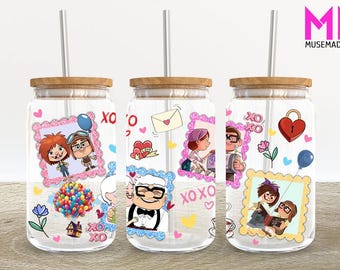 Cartoon Valentine 16 oz glasblik wrap, Valentine 16 oz glas blik png, 16 oz Libbey glas blik wrap, 16 oz beker wrap png,sublimatie ontwerp