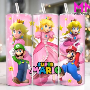 Cartoon Princess 20 oz Skinny Tumbler Png, Cartoon Characters 20oz Tumbler Png, Game Characters Straight and Taper Tumbler Wrap