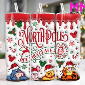 3D aufgeblasene Weihnachten 20 oz Skinny Tumbler Png, Frohe Weihnachten 20 oz Tumbler Png, 3D Weihnachtskarikatur Straight und Taper Tumbler Wrap