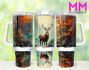 Hunting Deer 40oz Tumbler Png, Deer Forest Tumbler 40oz Png, Hunting 40oz Tumbler Wrap, Hunting Dad 40oz Quencher Tumbler