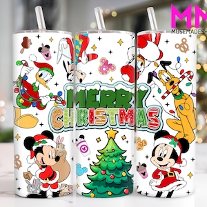 Christmas Cartoon Characters 20 oz Skinny Tumbler Png, Merry Christmas 20oz Tumbler Png, Christmas Straight and Taper Tumbler Wrap
