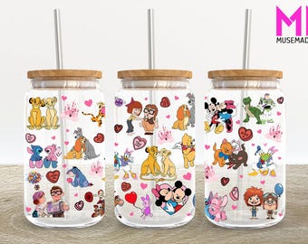 Cartoon Valentine 16 oz glasblik wrap, Valentine 16 oz glas blik png, 16 oz Libbey glas blik wrap, 16 oz beker wrap png,sublimatie ontwerp